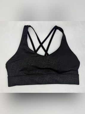 ZYIA Active Black Paisley Luxe Racer Sports Bra Womens Size L Large Gray